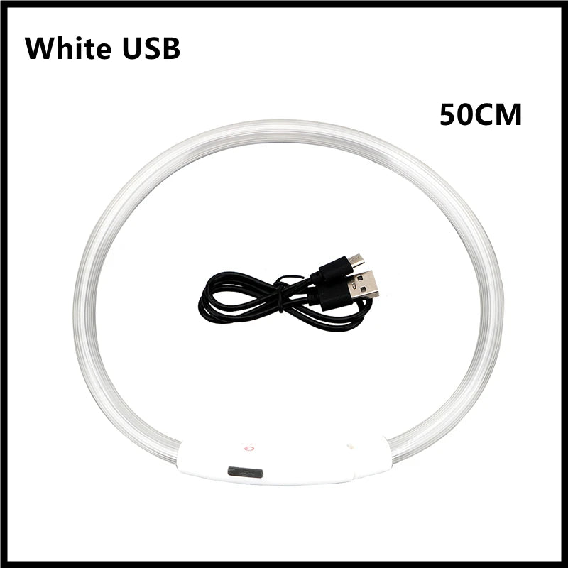 USB Rechargeable LED Dog Collar – Adjustable Luminous Safety Light Collar for Dogs and Cats