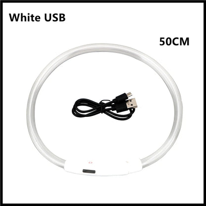 USB Rechargeable LED Dog Collar – Adjustable Luminous Safety Light Collar for Dogs and Cats