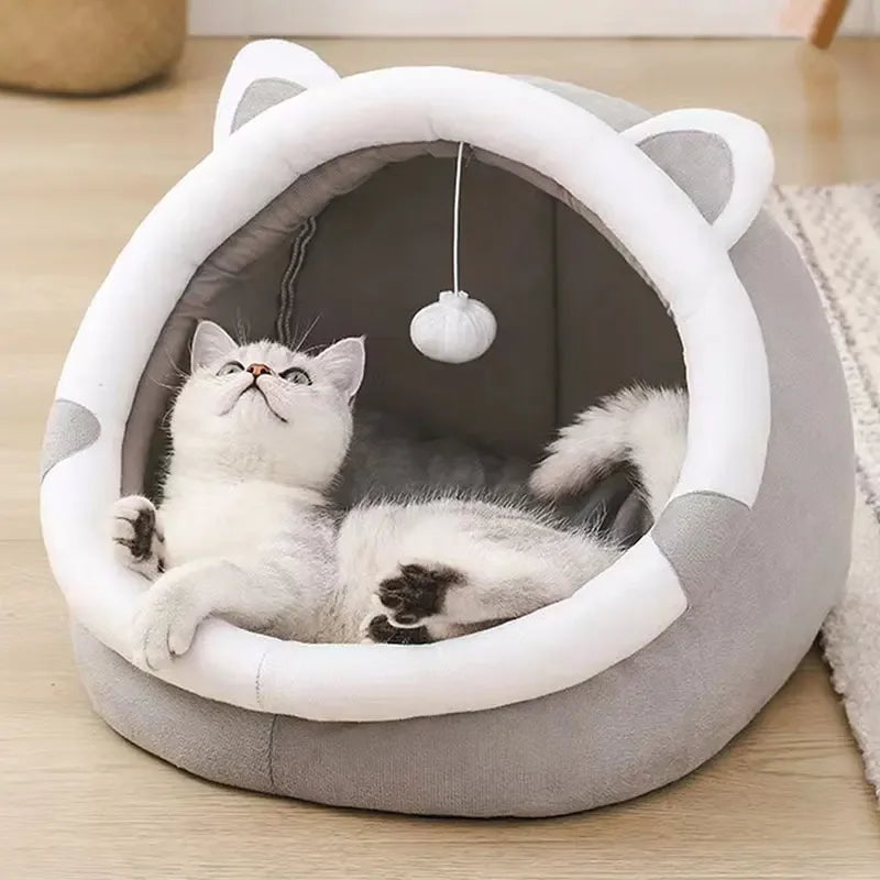 Pet Tent Cave Bed – Foldable Self Warming Sleeping Hut for Cats and Small Dogs