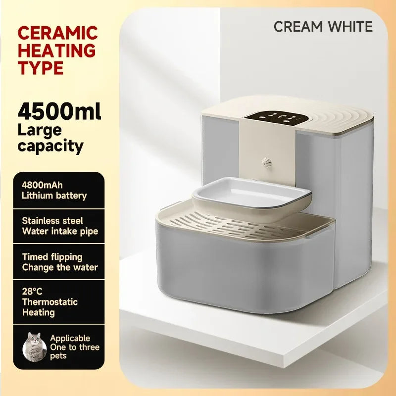 4.5L Smart Automatic Pet Water Dispenser – Remote Control Wireless Fountain with Heating for Cats and Kittens
