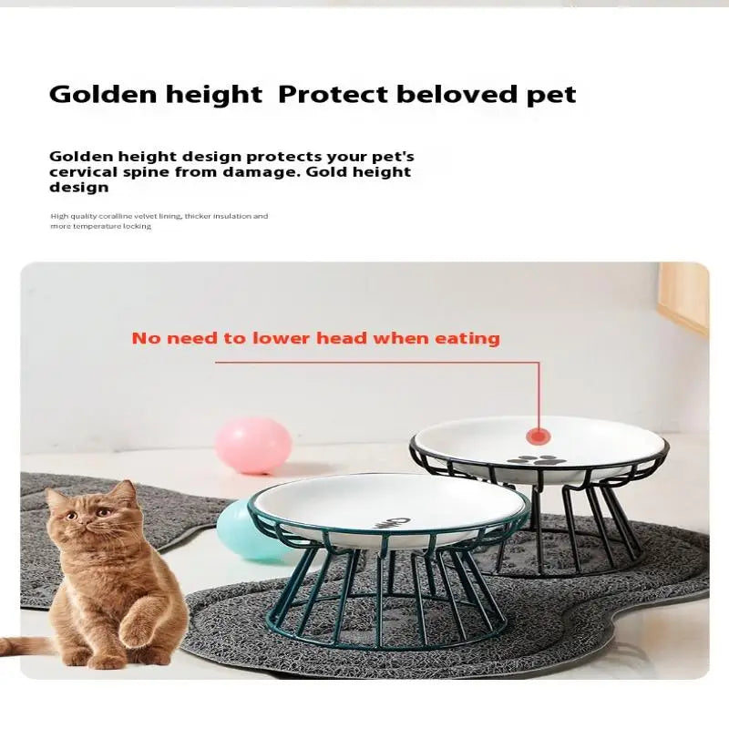 Ceramic Raised Pet Bowl Food Water Treats For Cats &amp Doggie Cat Stand Bowl Dogs Supplies Outdoor Feeding Drinking Accessories