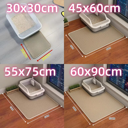 Double Layer Cat Litter Mat – Waterproof Non Slip Sand Trapping Floor Protector for Indoor Cats