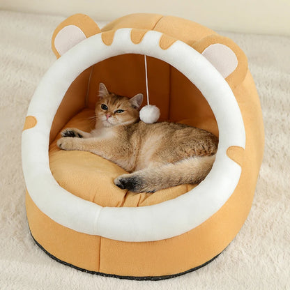 Warm Cat Cave Bed – Cozy Pet House Sleeping Cushion for Cats and Small Dogs