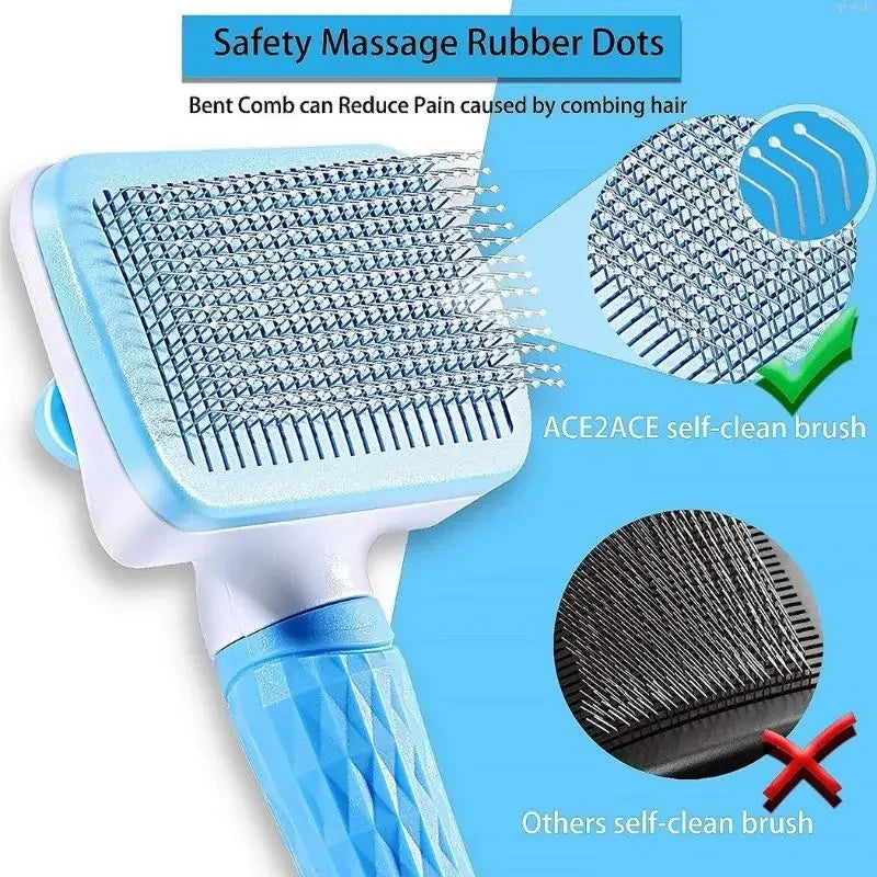 Pet Hair Remover Grooming Brush – Deshedding and Bath Brush for Long Haired Dogs and Cats