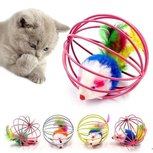 Caged Mouse Cat Toy Ball – Funny Interactive Pet Toy for Cats and Dogs