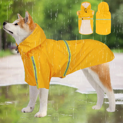 Cape Style Reflective Dog Raincoat – Waterproof Windproof Hooded Coat for Large Dogs