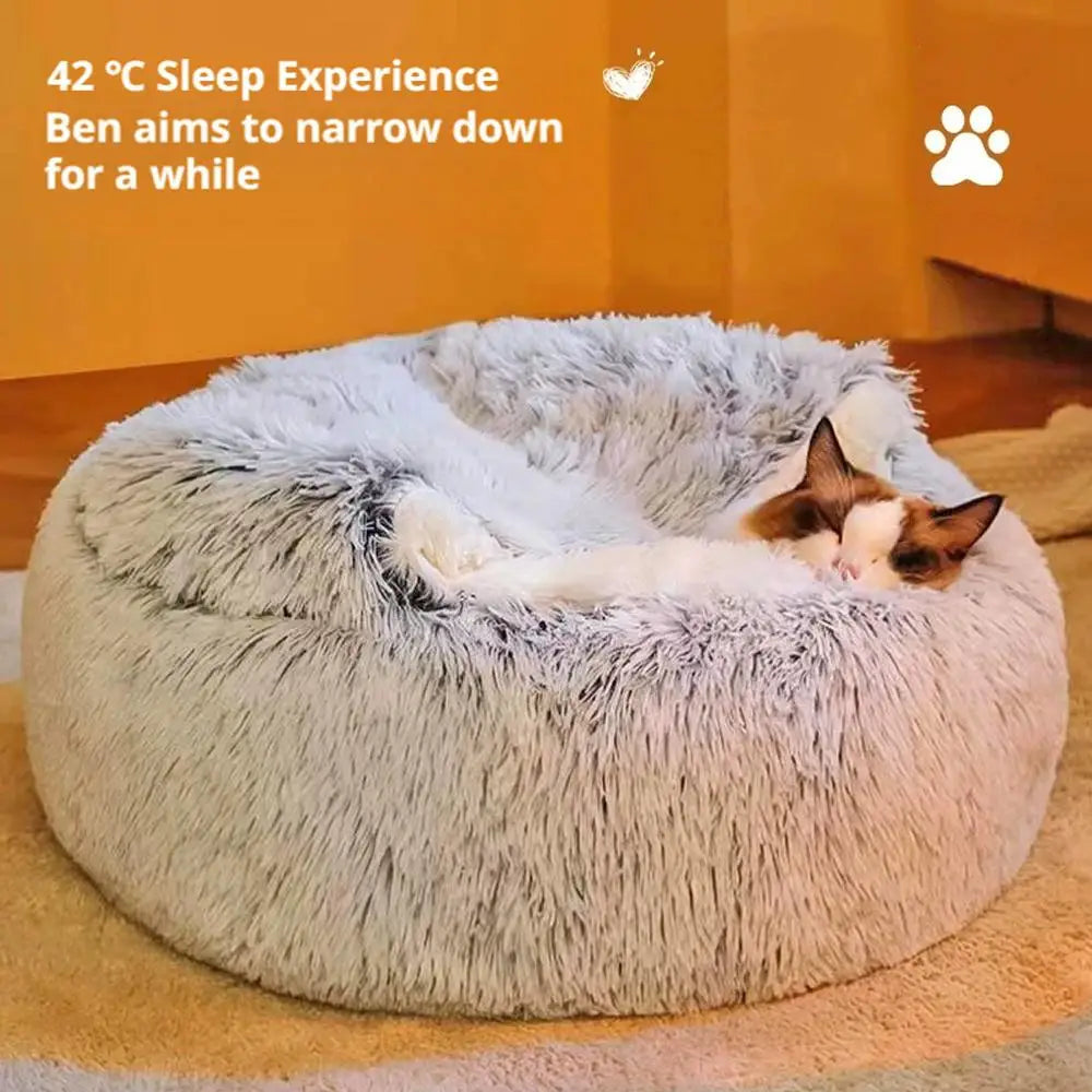 Semi Enclosed Winter Cat Bed – Warm Fluffy Washable Cat Cave Sleeping Bag for Kittens and Puppies