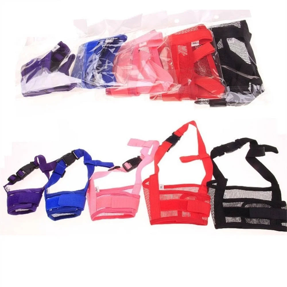 Adjustable Anti Bark Dog Muzzle – Breathable Mesh Nylon Mouth Cover for Small and Large Dogs