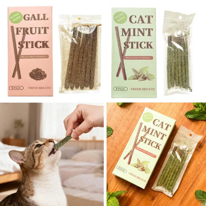 6pcs Natural Matatabi Cat Stick Mint Caught Bite Excited Rods Silvervine For Cat Teeth Cleaning Treating Pet Supply Cat Toys