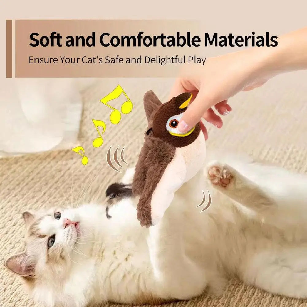 Interactive Cat Toys Rechargeable Flying Bird Wings Cat Toy Stimulating Play Touch Activated Plush Pet Cat Toy