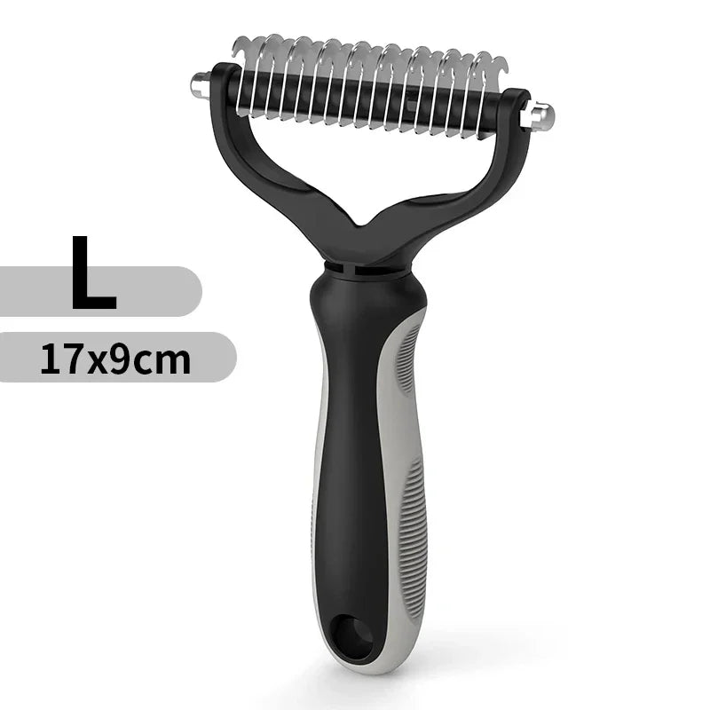 Double Sided Pet Grooming Brush – Stainless Steel Deshedding Comb for Dogs and Cats
