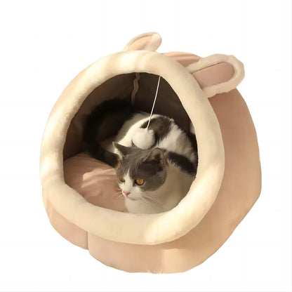 Pet Tent Cave Bed – Foldable Self Warming Sleeping Hut for Cats and Small Dogs