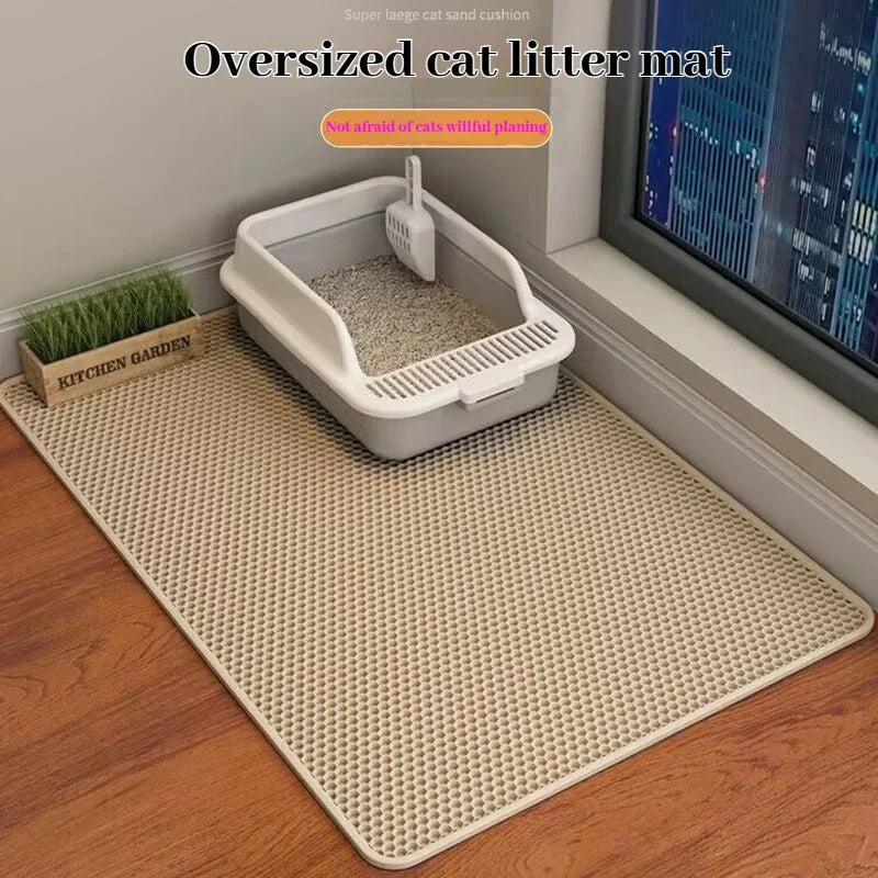Double Layer Cat Litter Mat – Waterproof Non Slip Sand Trapping Floor Protector for Indoor Cats