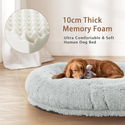 Human Dog Bed,71''x45''x12''Size Fits Adult and Pet Washable Giant People Dog Bed 10 CM Thick Memory Foam Large Oversize Dog Bed