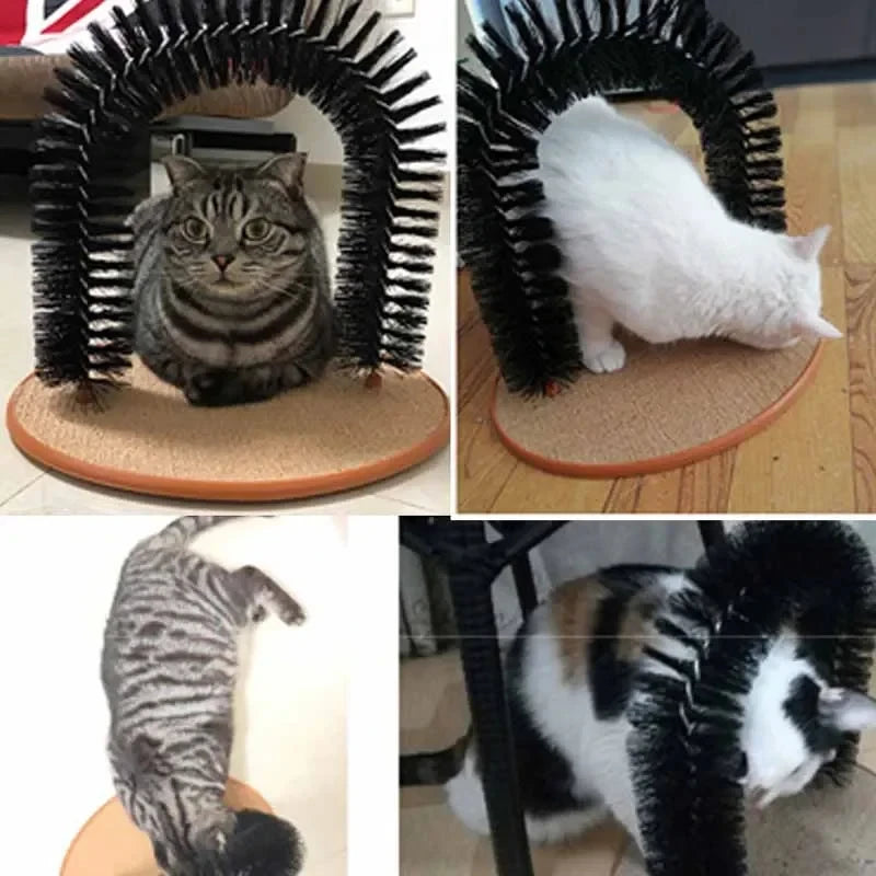 Self Grooming Cat Arch Toy – Interactive Massage Brush with Scratching Pad for Cats