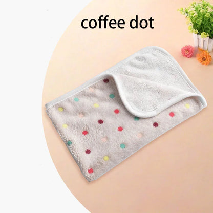 Winter Velvet Pet Sleeping Warm Blanket with Paw/Dot/Bone Pattern, Dog Cat Washing Towel, Fleece Soft Pet Blanket Pet Bed Mat