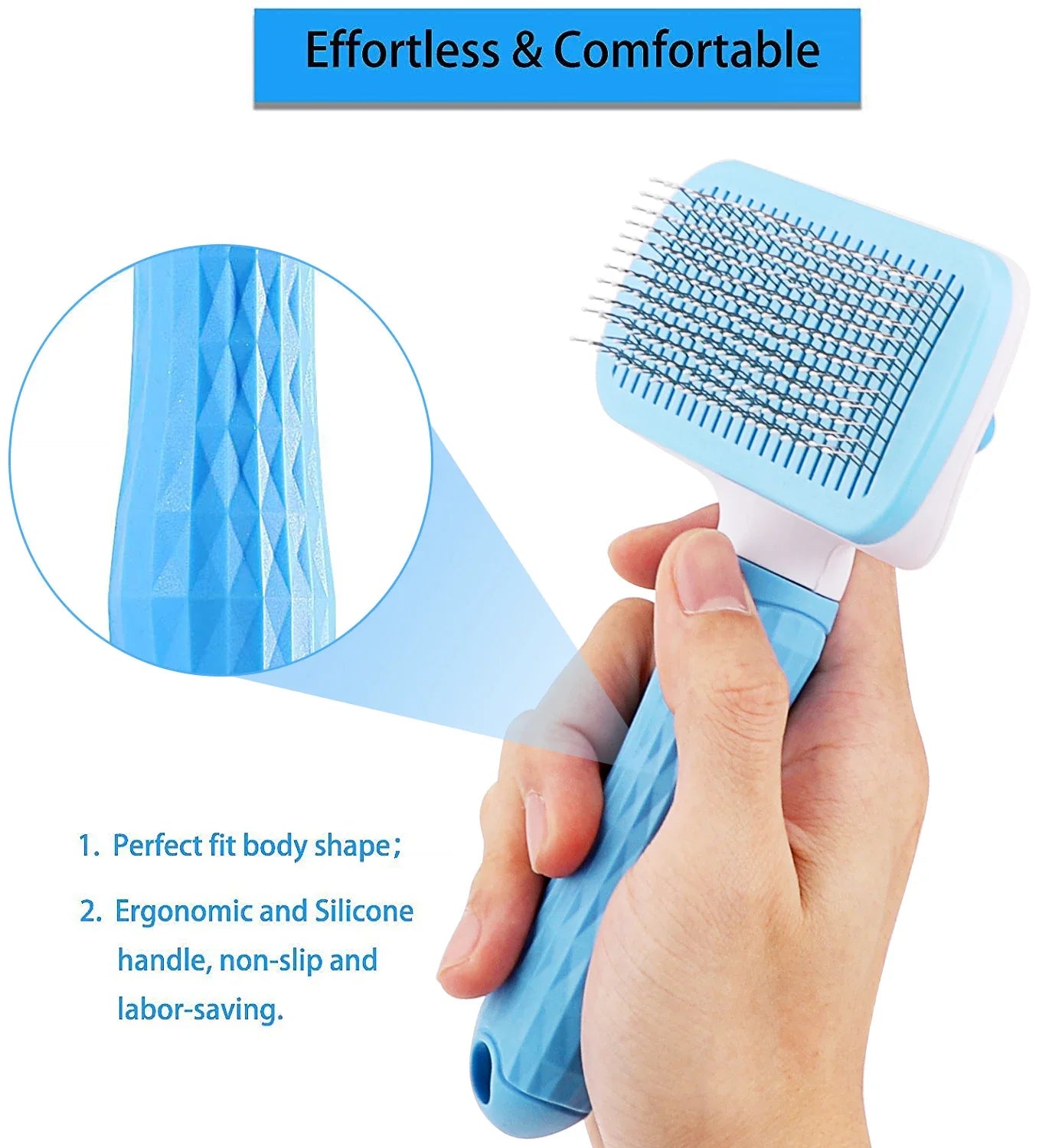 Pet Hair Remover Grooming Brush – Deshedding and Bath Brush for Long Haired Dogs and Cats