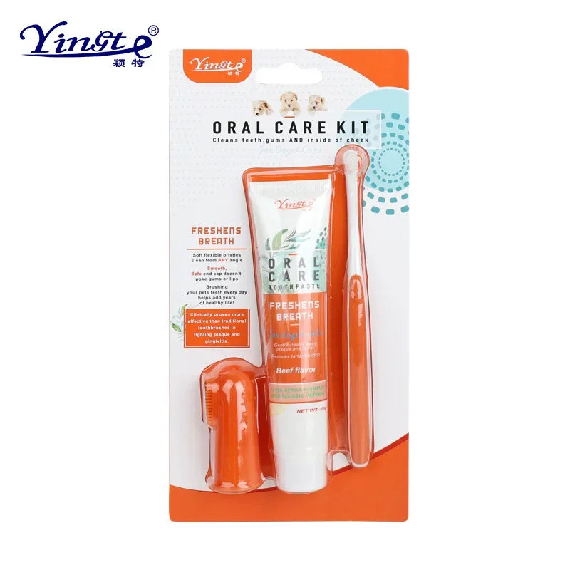 Pet Dental Care Kit – Toothpaste and Toothbrush Set for Dogs and Cats Plaque and Tartar Control