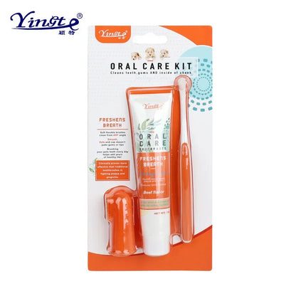 Pet Dental Care Kit – Toothpaste and Toothbrush Set for Dogs and Cats Plaque and Tartar Control