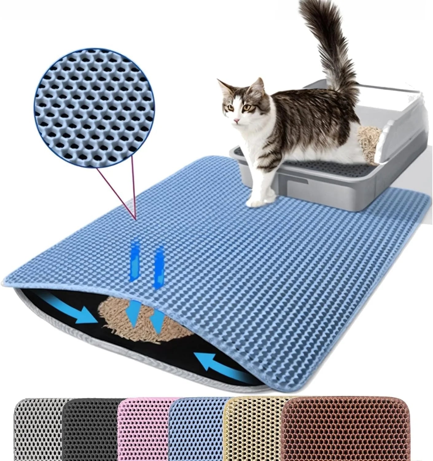 Double Layer Cat Litter Mat – Waterproof Non Slip Pet Litter Box Mat for Cats