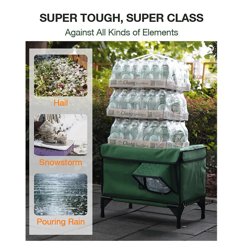 Outdoor Waterproof Cat House Warm Heated Winter Cat House Insulated Outside Foldable Cats Nest Tent Sleeping Extra Large Pet