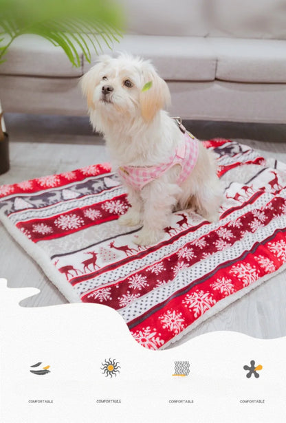 Christmas Dog Pad Thick Flannel Warm Blanket Leopard Print Blanket Dog Pad Camel Foot Pad Thick Cage Pad Pet Blanket Dog Beds