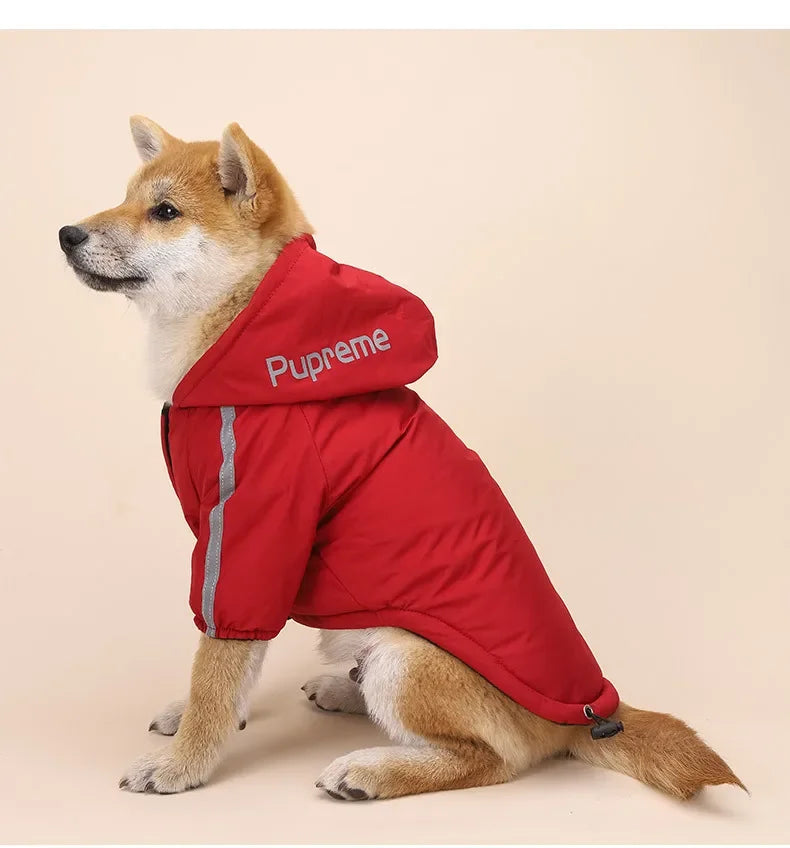 Pet Dog Waterproof Coat Reflective Puppy Warm Cotton Jacket Autumn Winter Hoodie Clothing For Dogs Cats Clothes