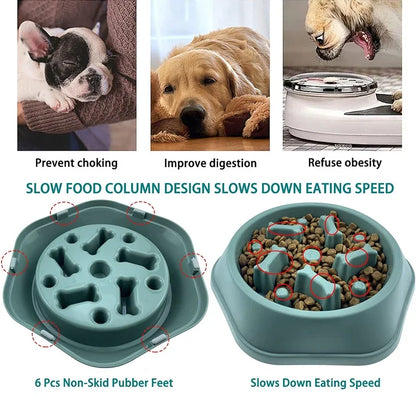 Anti Choking Slow Feeder Dog Bowl – Puzzle Food Dish for Small and Medium Dogs