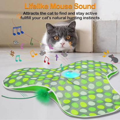Interactive Hide and Seek Cat Toy – Motion Activated Mouse and Feather Teaser for Cats