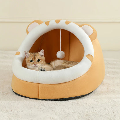 Warm Cat Cave Bed – Cozy Pet House Sleeping Cushion for Cats and Small Dogs