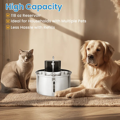 3.5L Stainless Steel Cat Sensor Water Fountain Wireless Smart Automatic Pet Water Dispenser For Cat Dog Pet Drinking Fountain