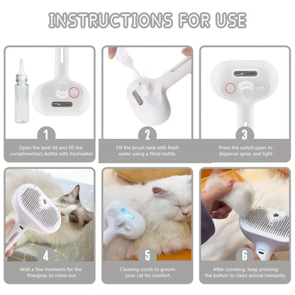 3 in 1 Electric Pet Hair Brush – Steam Spray Massage Comb for Dogs and Cats Hair Removal