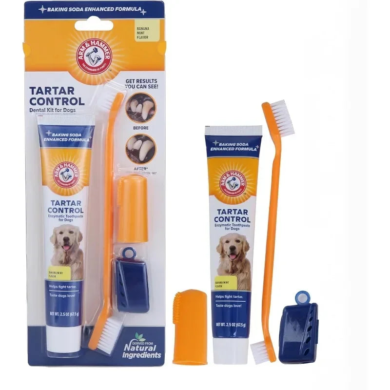 Pet Dental Care Kit – Toothpaste and Toothbrush Set for Dogs and Cats Plaque and Tartar Control