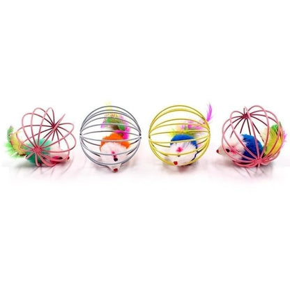 Caged Mouse Cat Toy Ball – Funny Interactive Pet Toy for Cats and Dogs