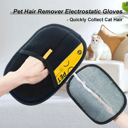 Pet Hair Remover Gloves – Reusable Electrostatic Grooming Mitt for Dogs and Cats