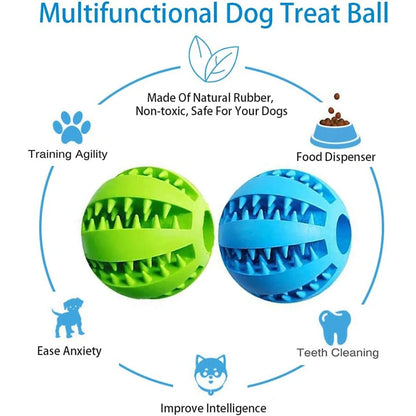 Interactive Rubber Dog Toy Ball – Chewable Silicone Treat Feeder for Dogs and Cats