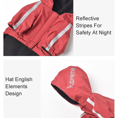 Autumn Winter Pet Dog Waterproof Warm Coat The Dog Face Cotton Hooded Jacket Small Dogs Cat Reflective Pet Clothes Winter Coat