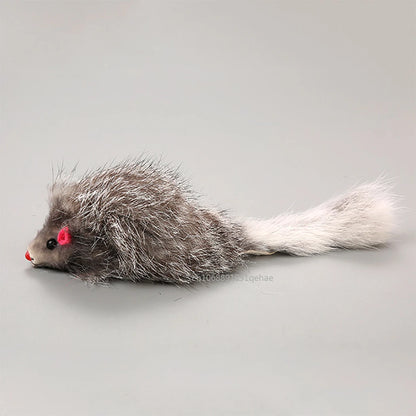 Cat Mice Toys False Mouse Cat Toy Long Tail Mice Soft Real Rabbit Fur Toy For Cats Plush Rat Playing Chew Toy Pet Supplies