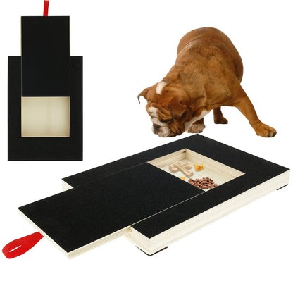 Dog Nail Scratching Board with Snack Box – Wooden Nail File Toy for Pet Grooming
