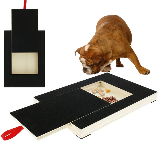 Dog Nail Scratching Board with Snack Box – Wooden Nail File Toy for Pet Grooming