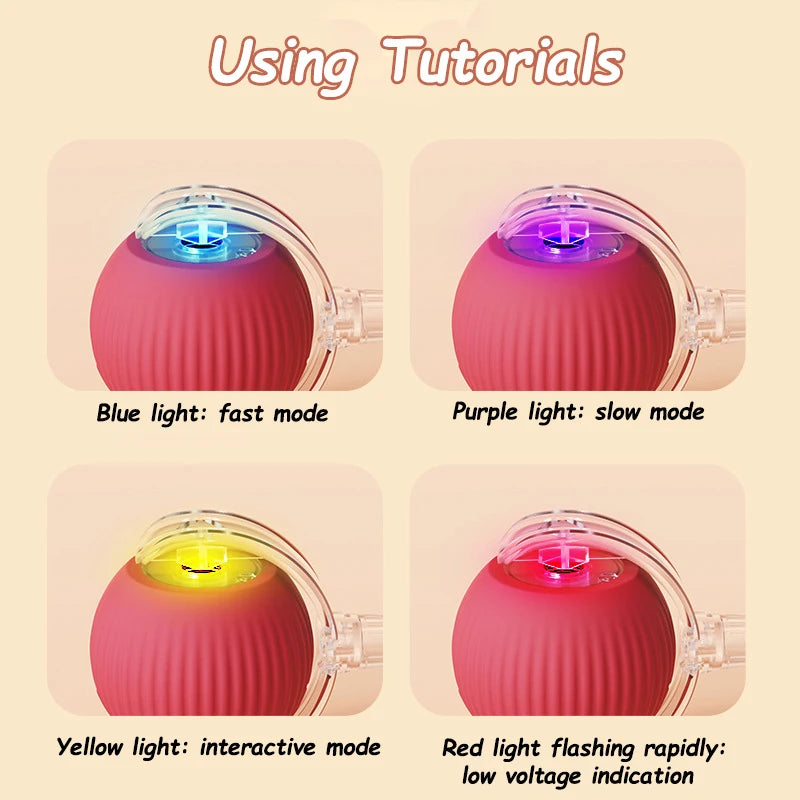 Rechargeable Interactive Cat Ball Toy – Automatic Rolling Smart Pet Toy with Faux Tail for Cats and Dogs