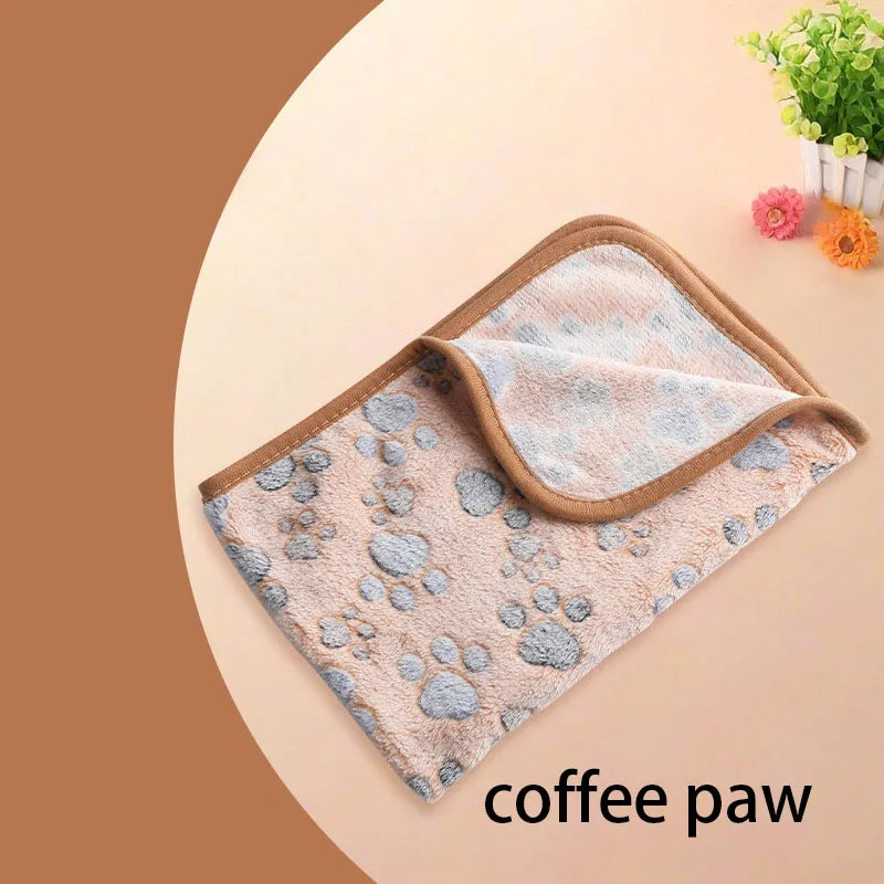 Winter Velvet Pet Sleeping Warm Blanket with Paw/Dot/Bone Pattern, Dog Cat Washing Towel, Fleece Soft Pet Blanket Pet Bed Mat