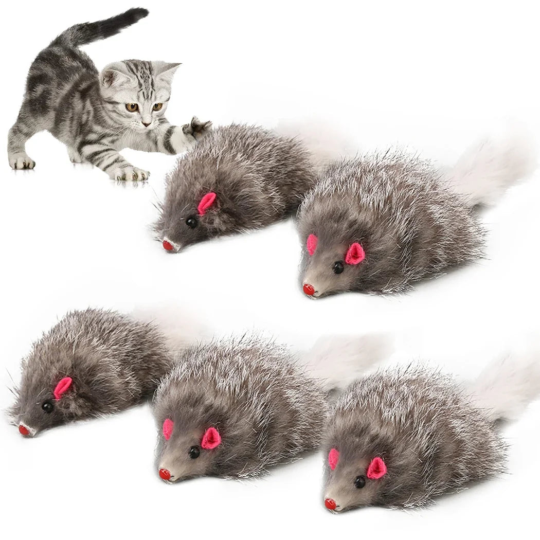 Cat Mice Toys False Mouse Cat Toy Long Tail Mice Soft Real Rabbit Fur Toy For Cats Plush Rat Playing Chew Toy Pet Supplies