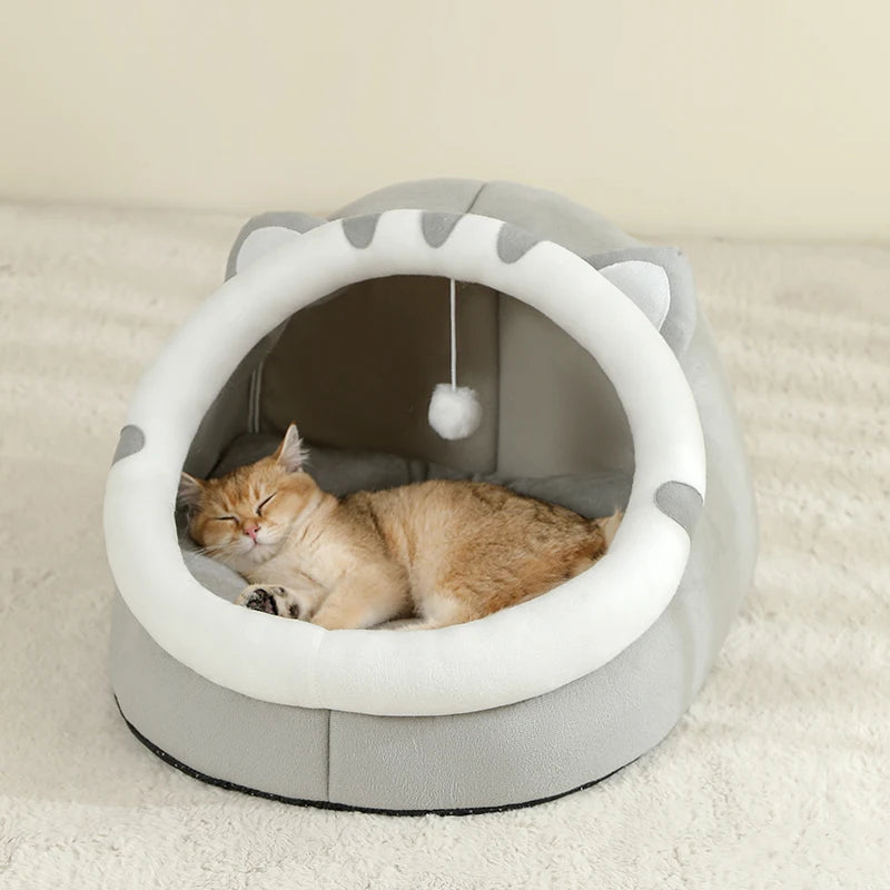 Warm Cat Cave Bed – Cozy Pet House Sleeping Cushion for Cats and Small Dogs