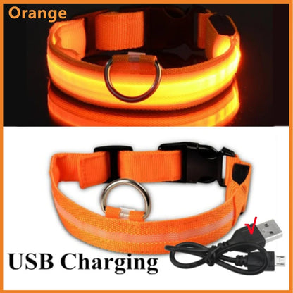 USB Rechargeable LED Dog Collar – Adjustable Luminous Safety Light Collar for Dogs and Cats