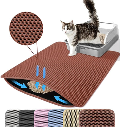 Double Layer Cat Litter Mat – Waterproof Non Slip Pet Litter Box Mat for Cats