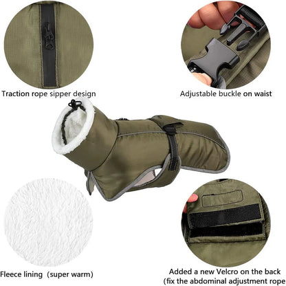 Large Dog Jacket Warm Dog Clothes Winter Coat French Bulldog Reflective Dog Cold Weather Coats Pet Snow Jacket