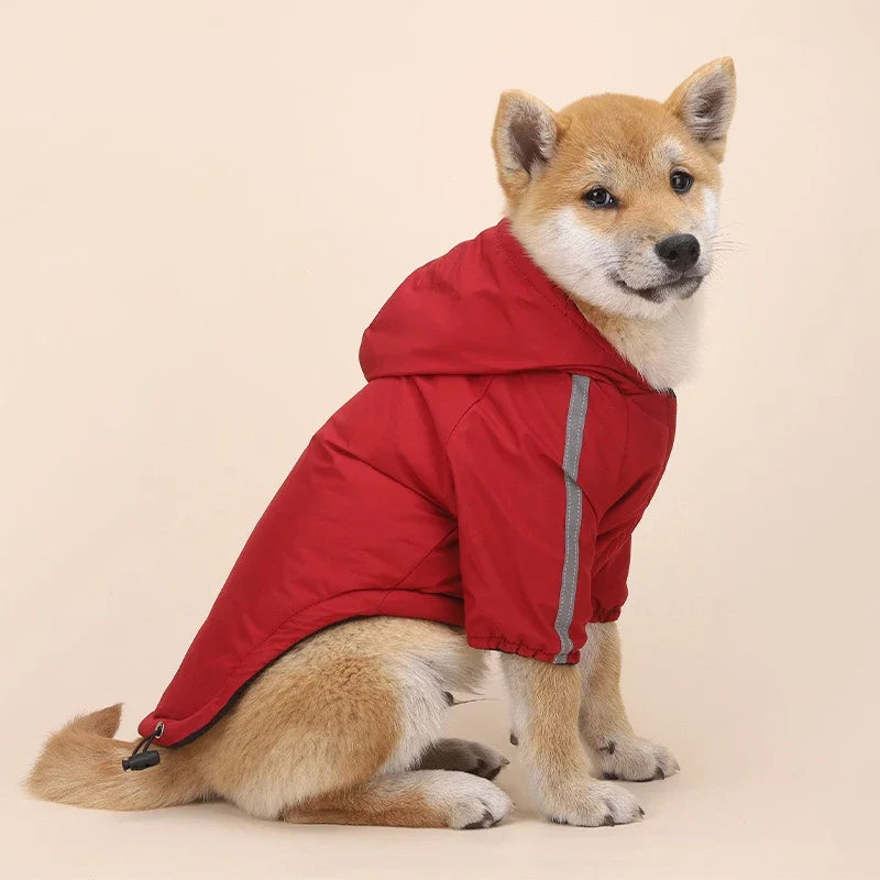 Autumn Winter Pet Dog Waterproof Warm Coat The Dog Face Cotton Hooded Jacket Small Dogs Cat Reflective Pet Clothes Winter Coat