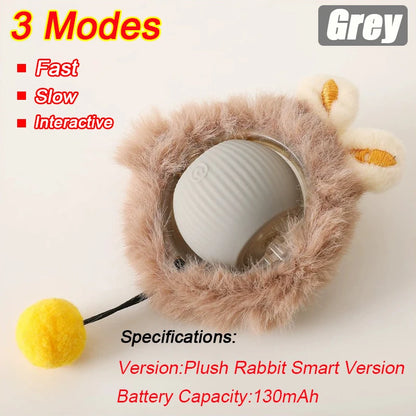 Rechargeable Interactive Cat Ball Toy – Automatic Rolling Smart Pet Toy with Faux Tail for Cats and Dogs