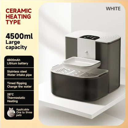 4.5L Smart Automatic Pet Water Dispenser – Remote Control Wireless Fountain with Heating for Cats and Kittens